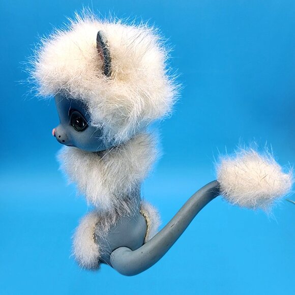 Blue Siamese Cat Kamar Mimi 1969 Vintage Fuzzy Hair Rubber Toy Japan Big Eye - Picture 4 of 10
